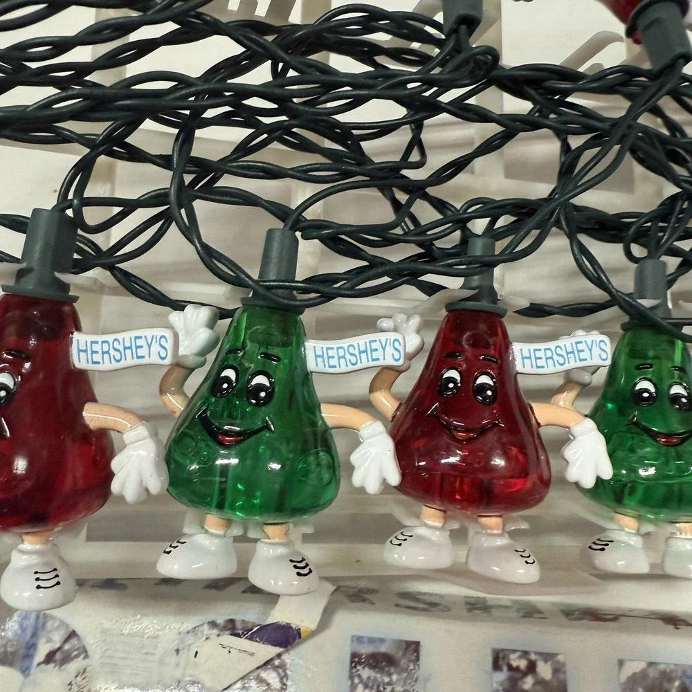 HERSHEY'S CHRISTMAS KISSES Vintage 20 Light Set & Fuse‎ Red Green Tested Works